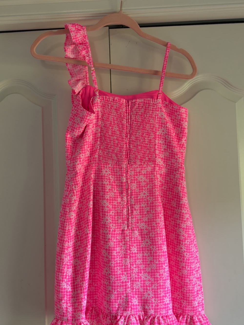 Lilly Pulitzer One-Shoulder Pink Floral Ruffle Mini Dress - Picture 4 of 5